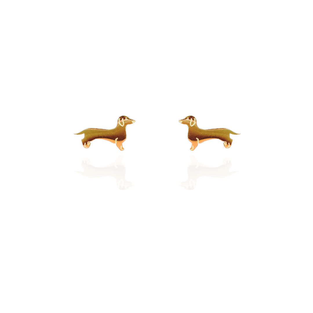 Dachshund Earring Studs Gold