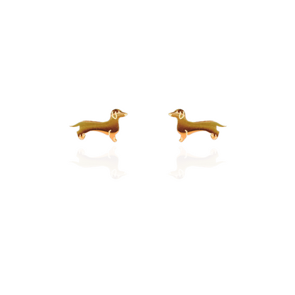 Dachshund Earring Studs Gold