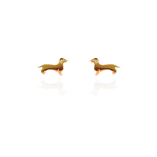 Dachshund Earring Studs Gold