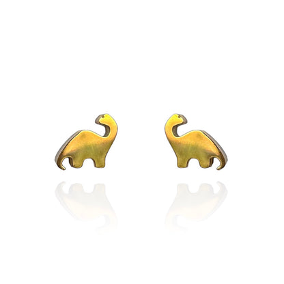 Diplodocus Earring Studs Gold
