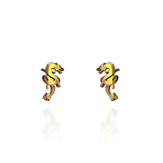 Dragon Earring Studs Gold