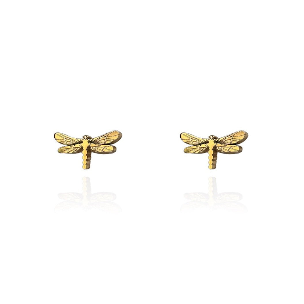 Dragonfly Earring Studs Gold