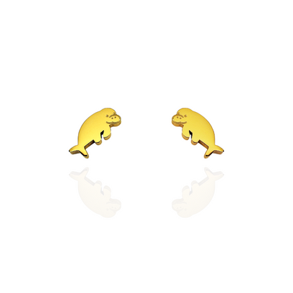 Dugong Earring Studs Gold