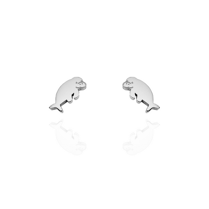 Dugong Earring Studs Silver