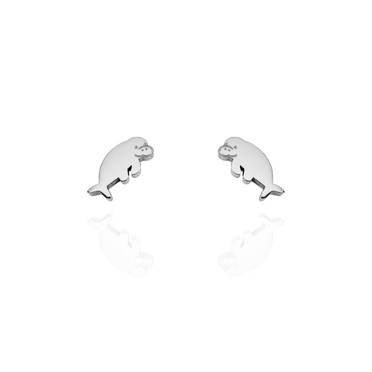 Dugong Earring Studs Silver