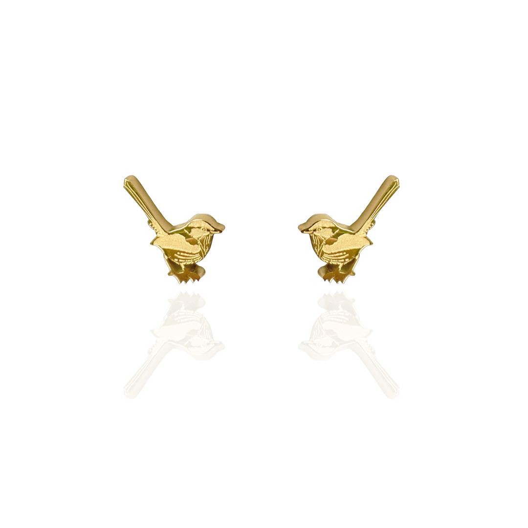 Fairy Wren Earrings Gold
