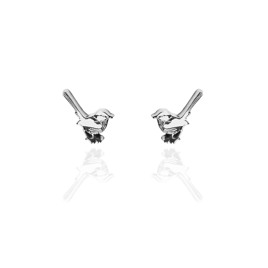 Fairy Wren Earrings Silver