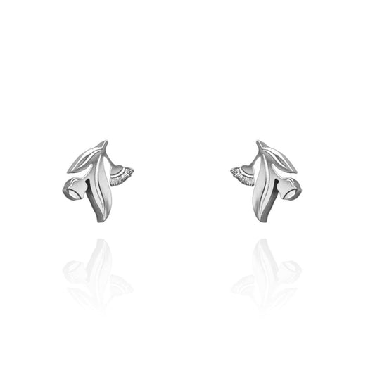 Eucalyptus Leaf Earring Studs Silver