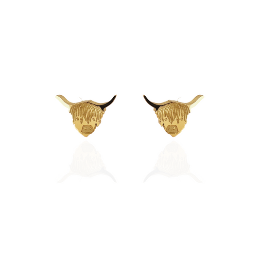 Highland Cow Earring Studs Gold