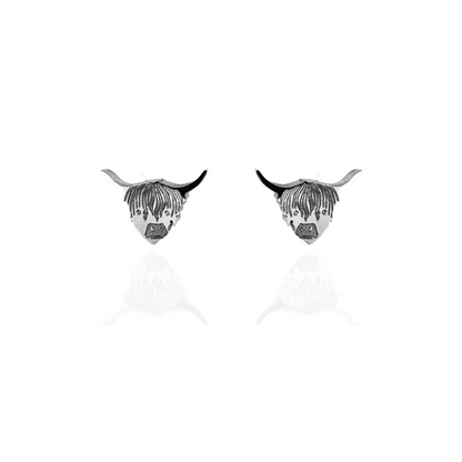Highland Cow Earring Studs Silver