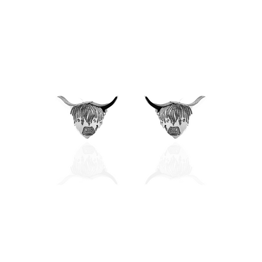 Highland Cow Earring Studs Silver