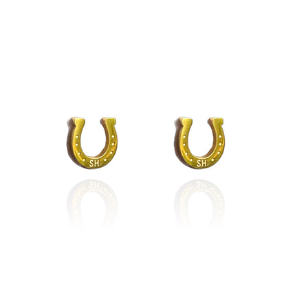 Horse Shoe Earring Studs Gold