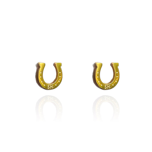 Horse Shoe Earring Studs Gold