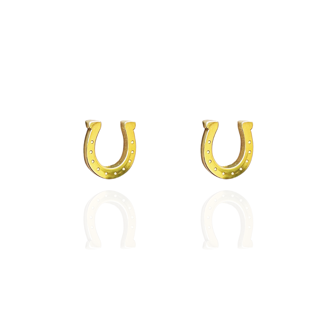 Horse Shoe Earring Studs Gold