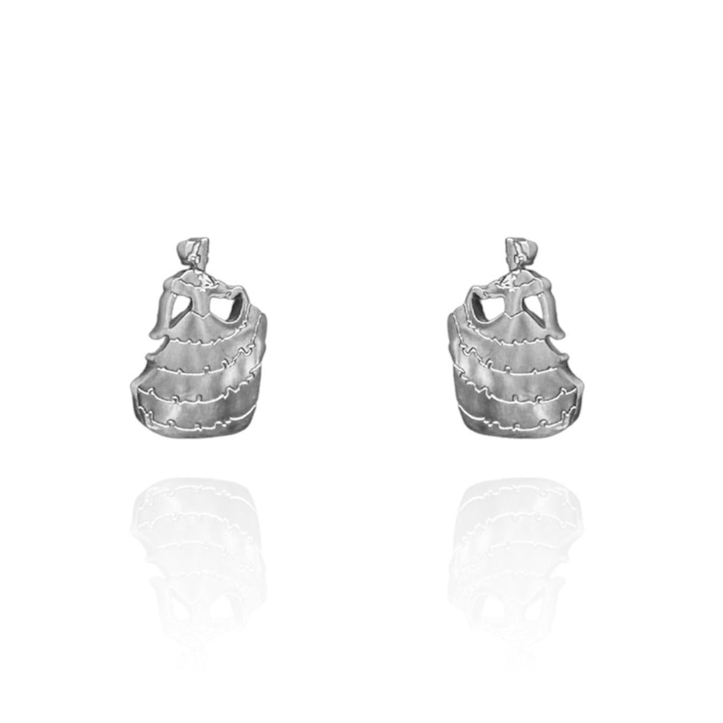 1850s Ball Gown Earring Studs Silver