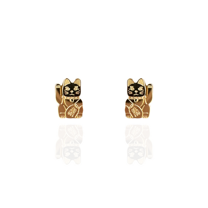 Lucky Cat Earring Studs Gold