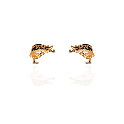 Lyrebird Earring Studs Gold