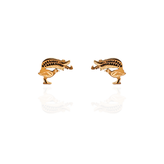 Lyrebird Earring Studs Gold
