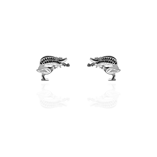 Lyrebird Earring Studs Silver