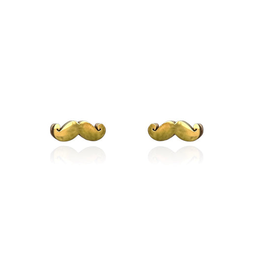 Moustache Earring Studs Gold
