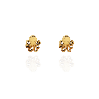 Octopus Earring Studs Gold