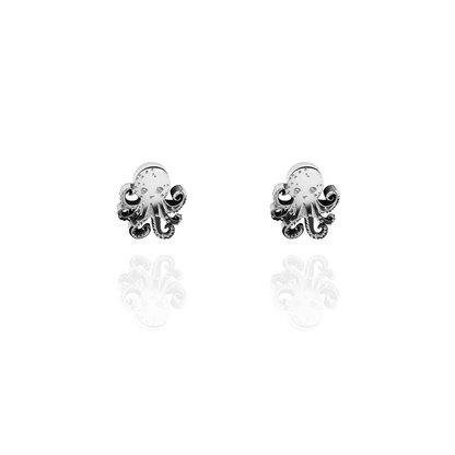 Octopus Earring Studs Silver