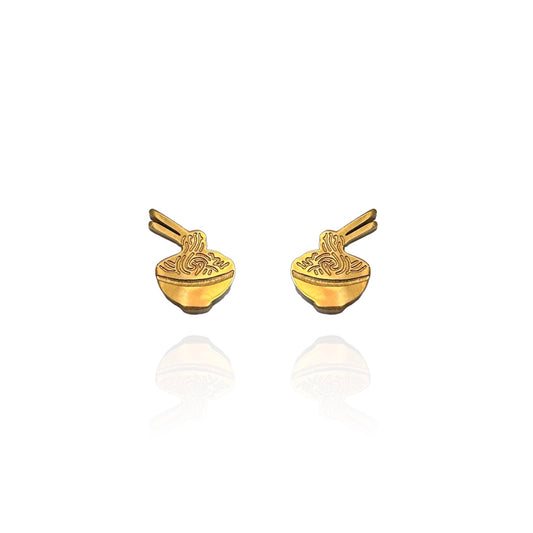 Ramen Noodle Earring Studs Gold