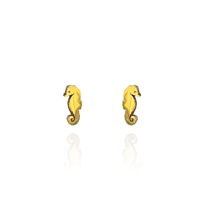 Sea Horse Earring Studs Gold