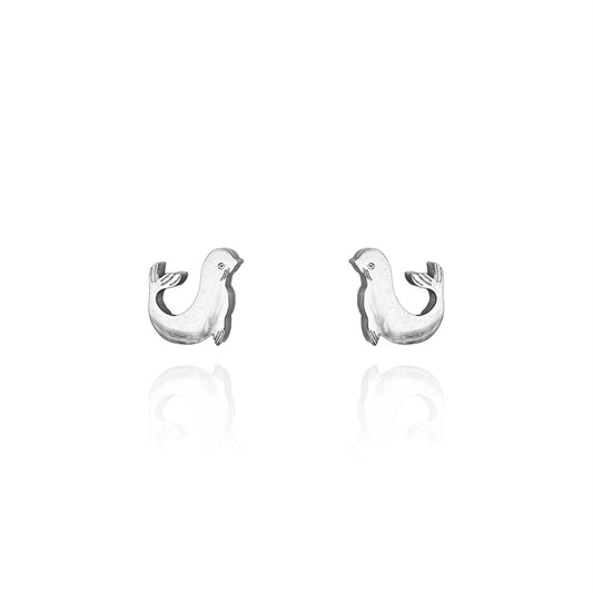 Seal Earring Studs Silver
