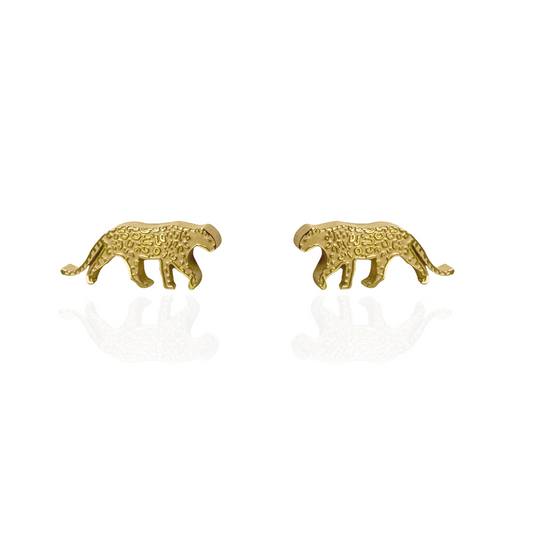 Snow Leopard Earring Studs Gold
