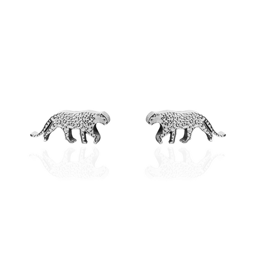 Snow Leopard Earring Studs Silver