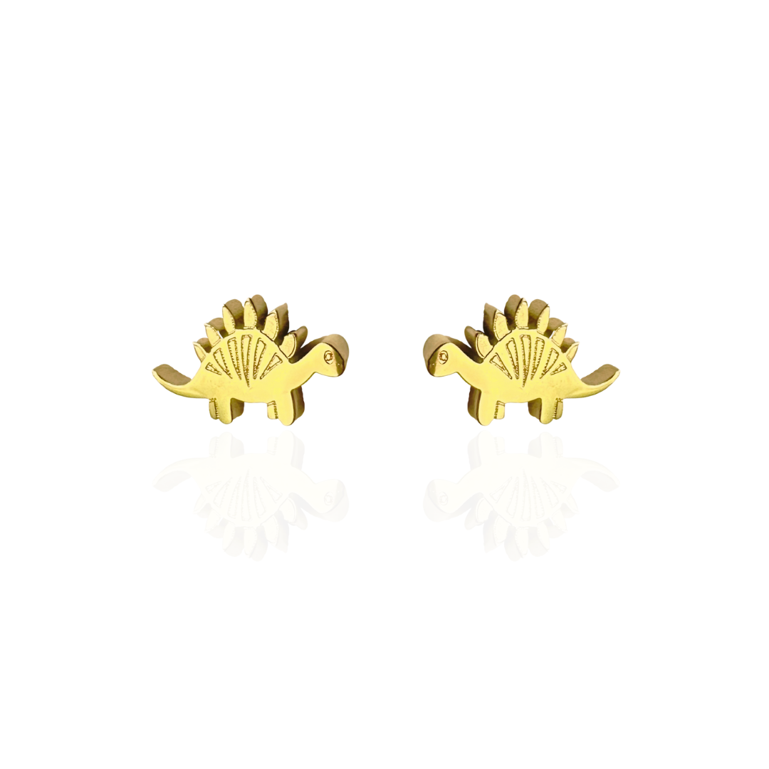 Stegosaurus Earring Studs Gold
