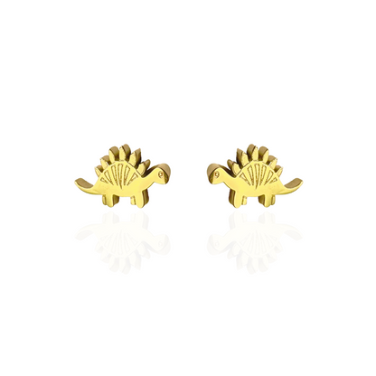Stegosaurus Earring Studs Gold