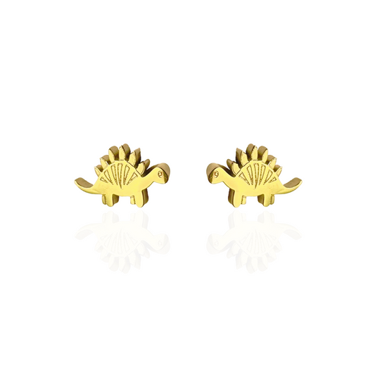 Stegosaurus Earring Studs Gold