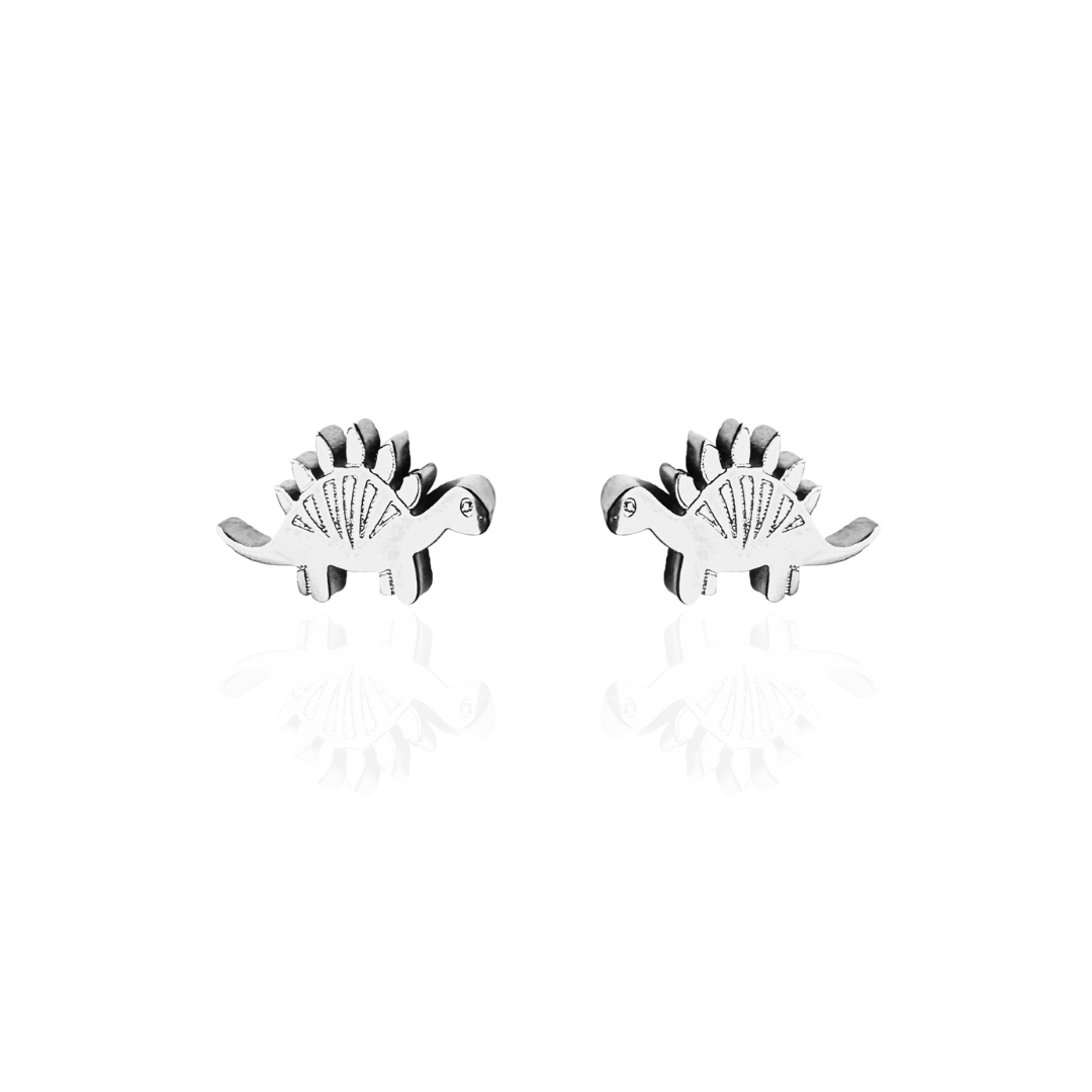 Stegosaurus Earring Studs Silver