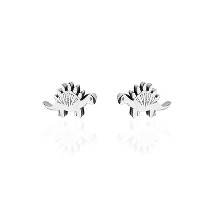 Stegosaurus Earring Studs Silver