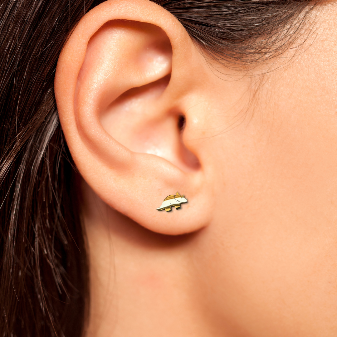 Triceratops Earring Studs Gold