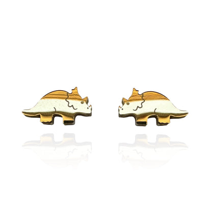 Triceratops Earring Studs Gold