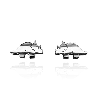Triceratops Earring Studs Silver