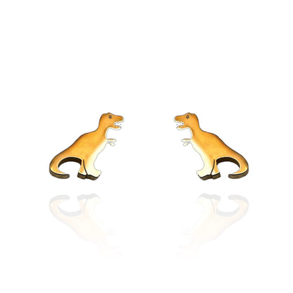 T Rex Earring Studs Gold