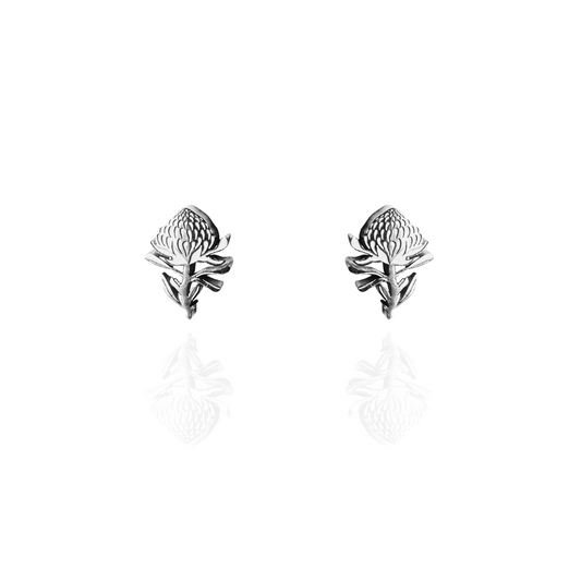 Waratah Earring Studs Silver