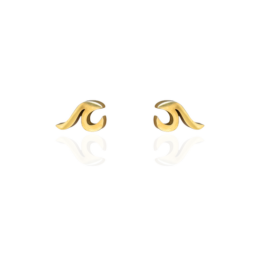 Wave Earring Studs Gold