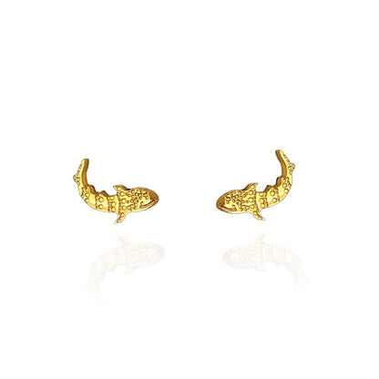 Whale Shark Earring Studs Gold