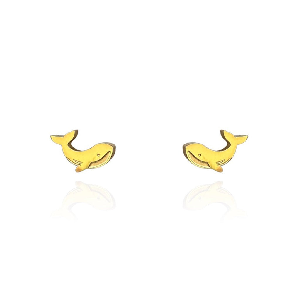 Whale Earring Studs Gold