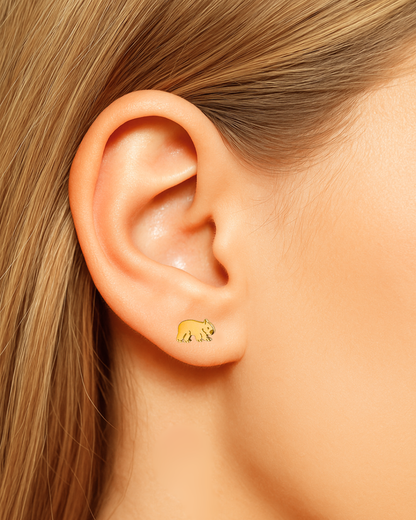 Wombat Earring Studs Gold