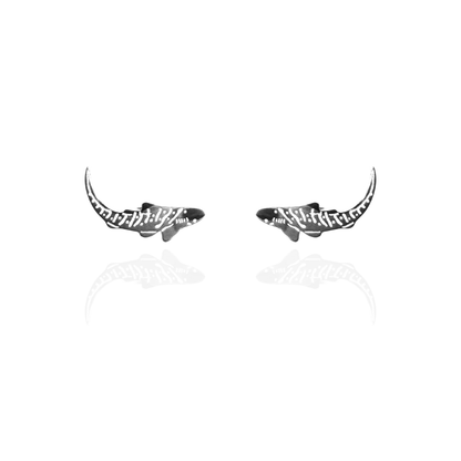 Zebra Shark Earring Studs Silver