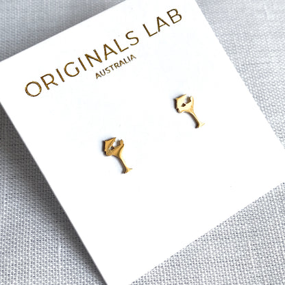 Cocktail Glass Earring Studs Gold