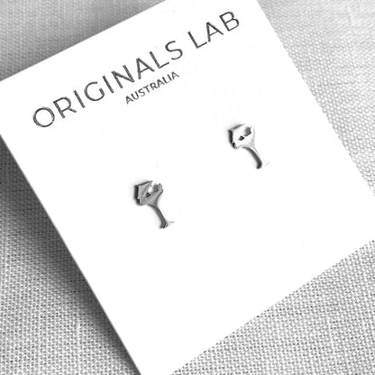 Cocktail Glass Earring Studs Silver