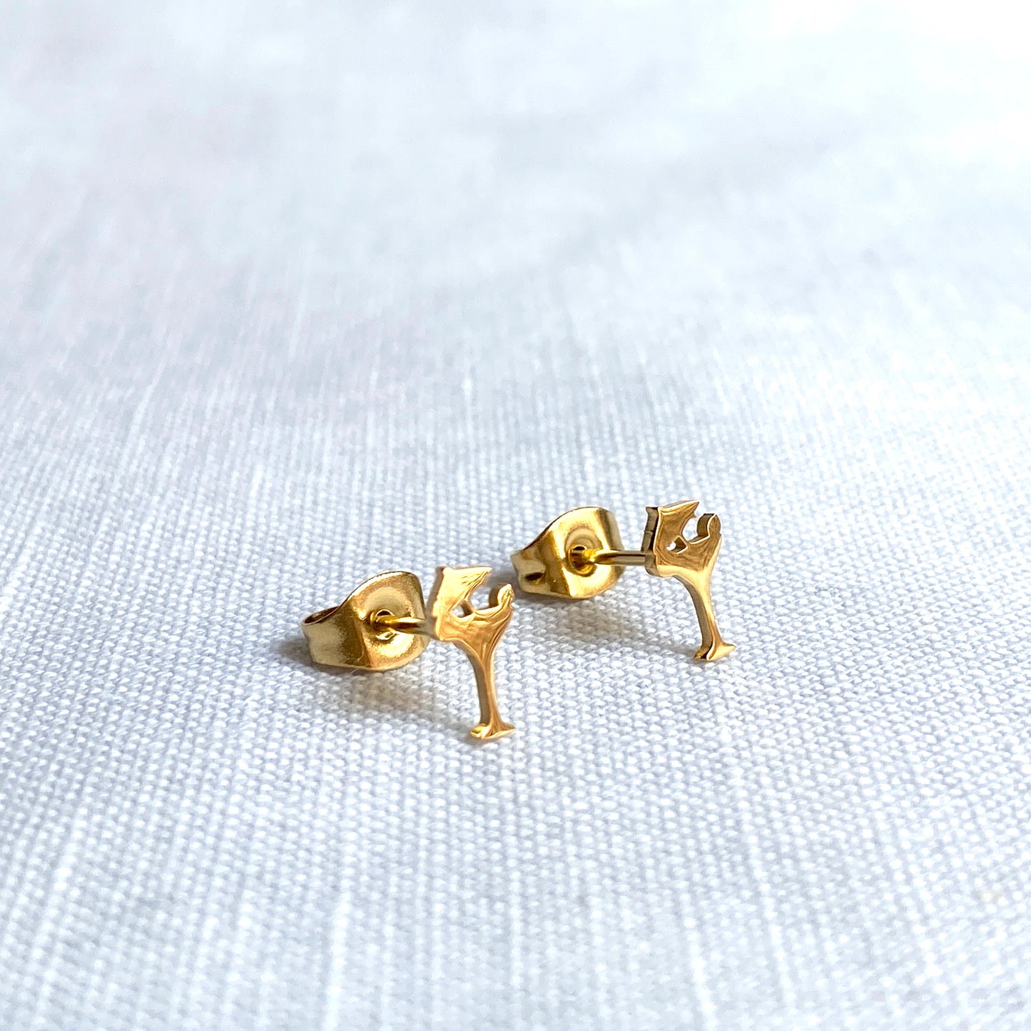 Cocktail Glass Earring Studs Gold