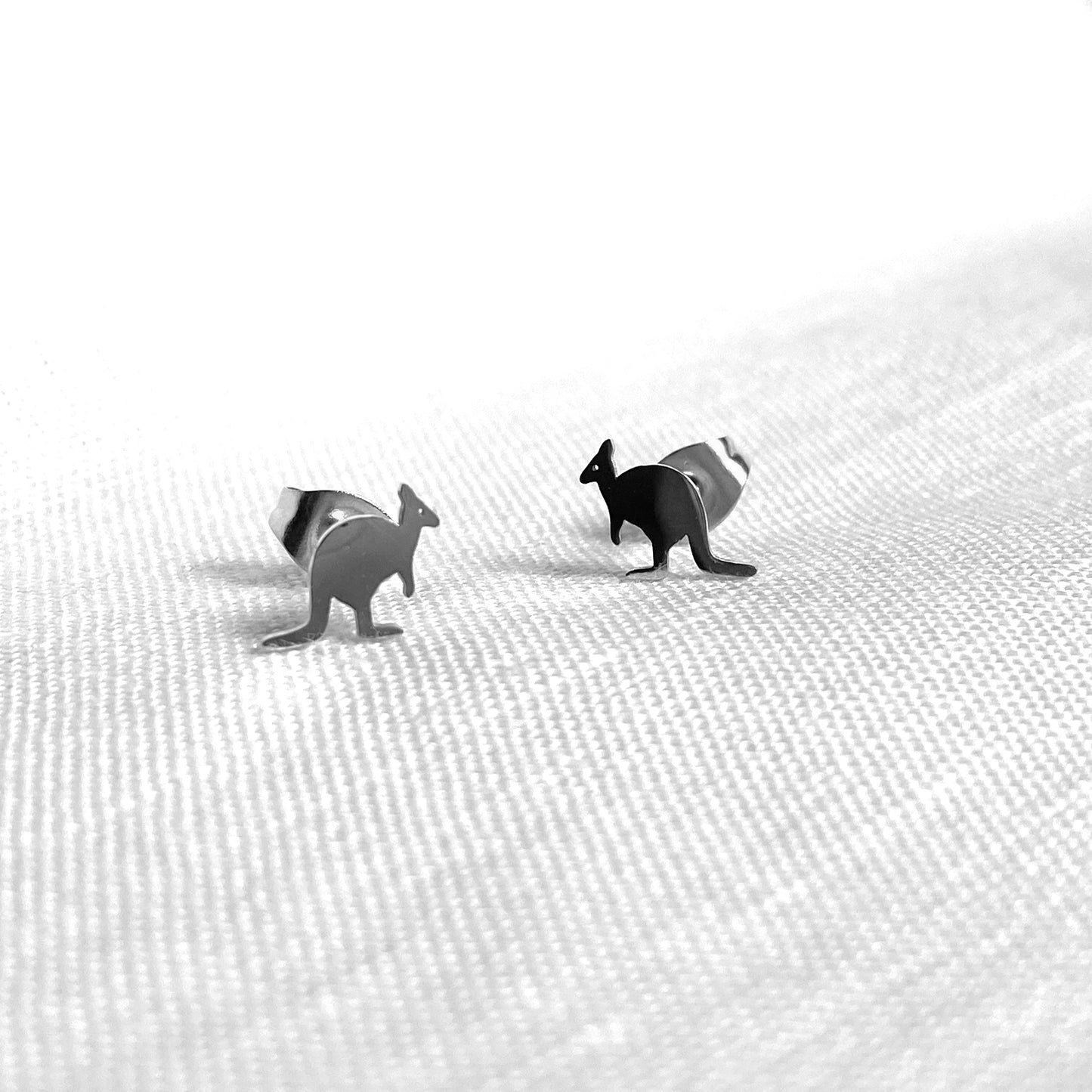 Kangaroo Earring Studs Silver